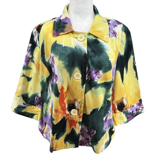 🌺 ERIN Vibrant Floral Jacket PXL Statement Piece Lightweight & Colourful cotton - Picture 1 of 10